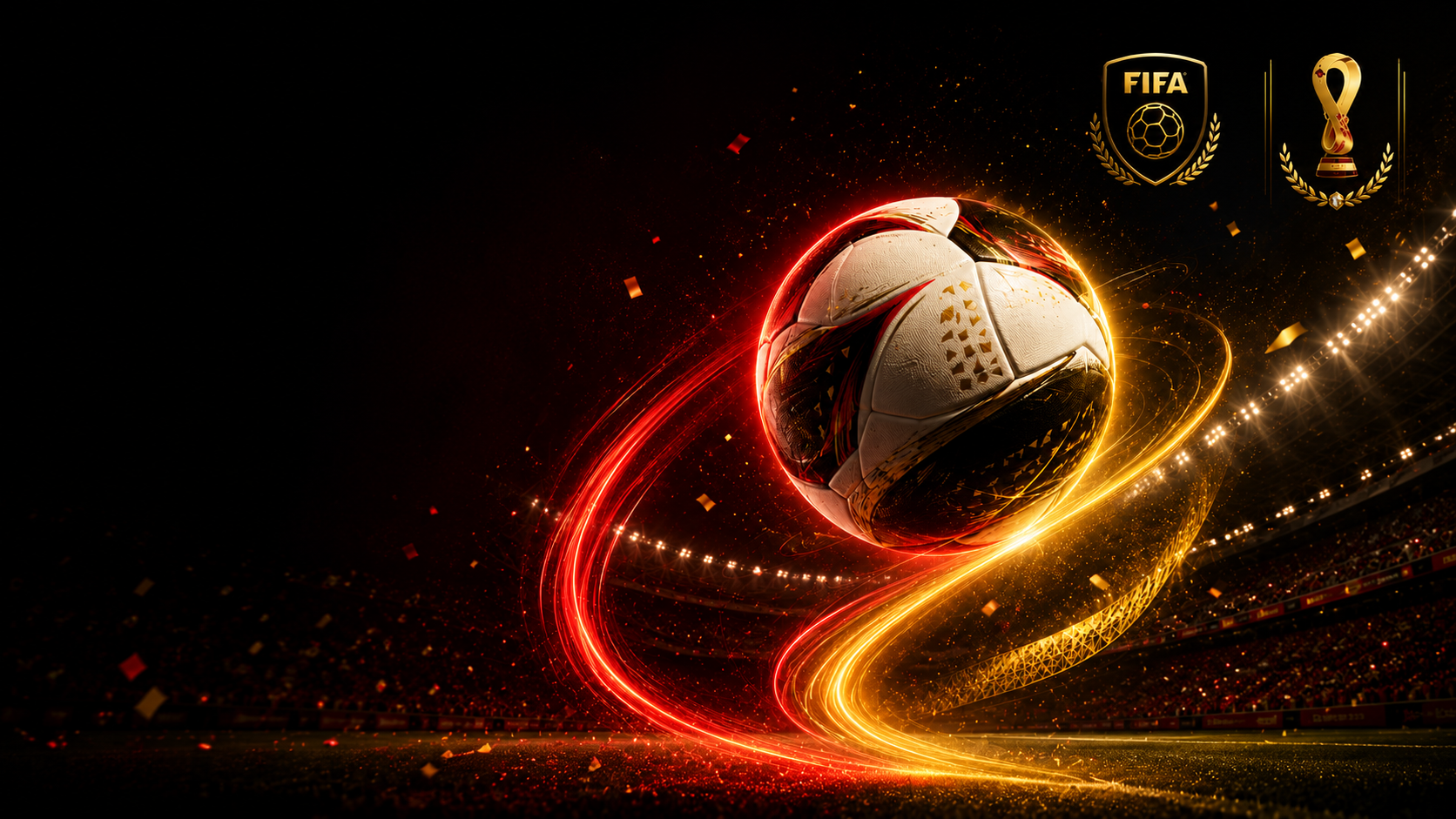 FIFA 2026 Cashback Offer â€” football with red light trails in stadium